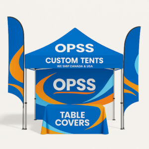 Printed Canopy Tent with back wall and flags